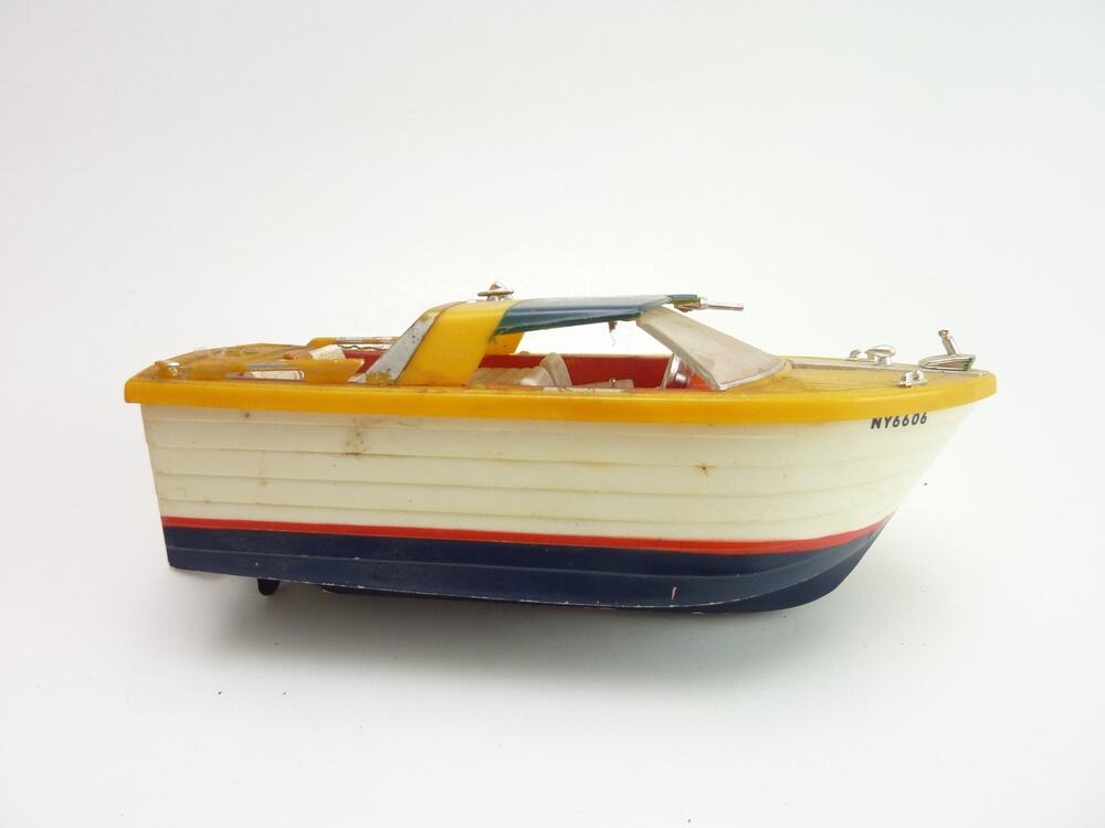 Vintage 1960s Ideal Motorific Boat Whirl A Way Runabout Toy Yellow 6 In